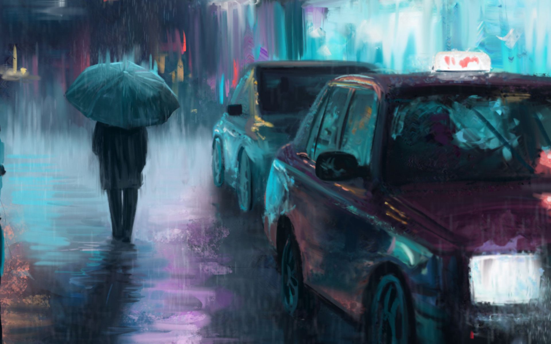 1920x1200 Night City Rain Art 1080P Resolution , HD 4k Wallpaper, Image, Background, Photos and Picture