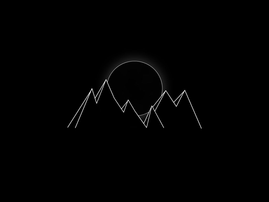 1024x768 Dark Minimalist Mountain Wallpaper