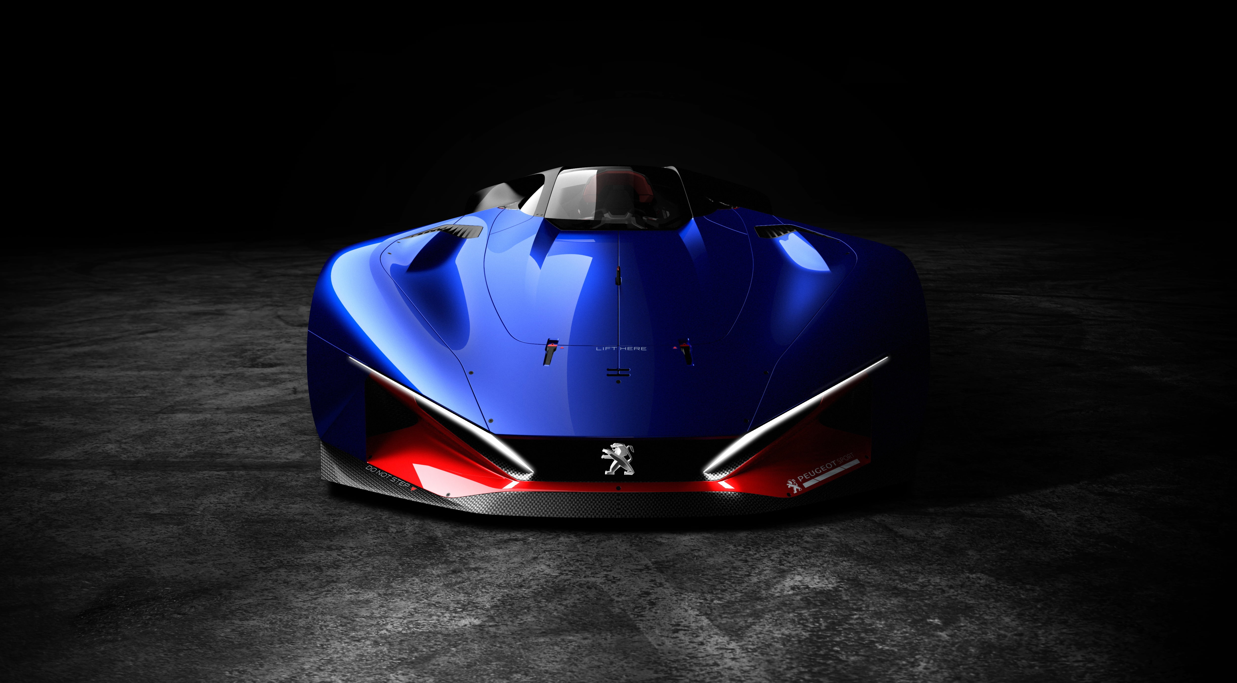 5000x2763 Blue Peugeot super car illustration HD wallpaper