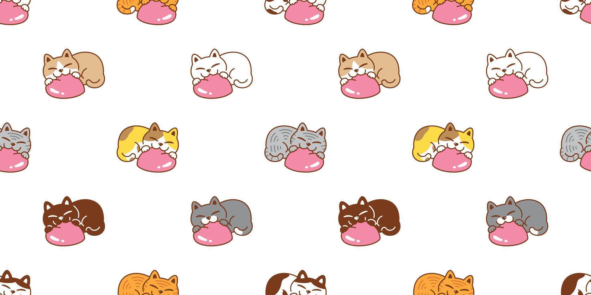 1920x960 cat seamless pattern hug heart valentine kitten calico munchkin neko cartoon pet doodle tile background gift wrapping paper illustration repeat wallpaper isolated design