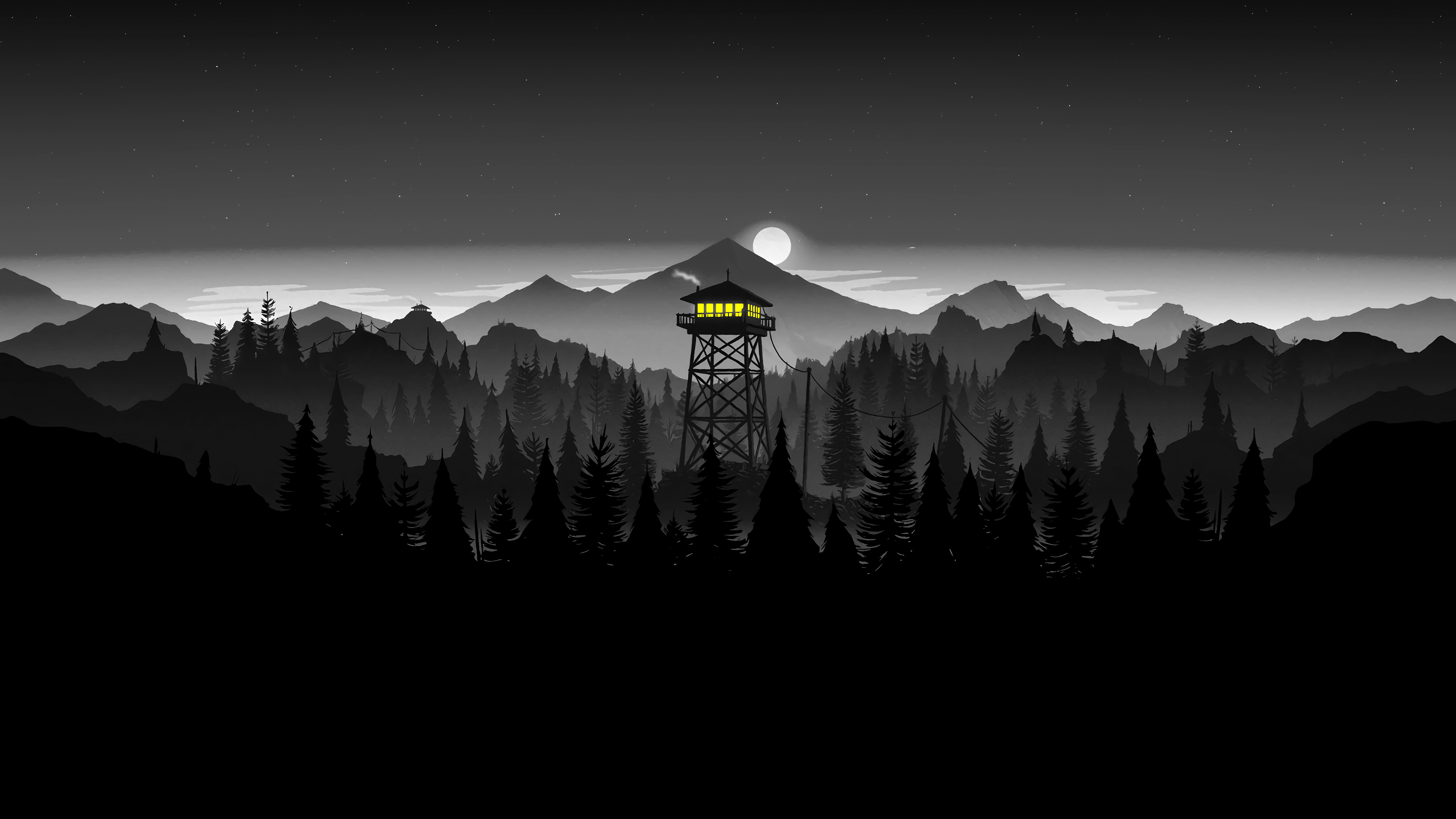 6144x3456 Firewatch Tower (AMOLED Friendly White Edit) [6144x3456]