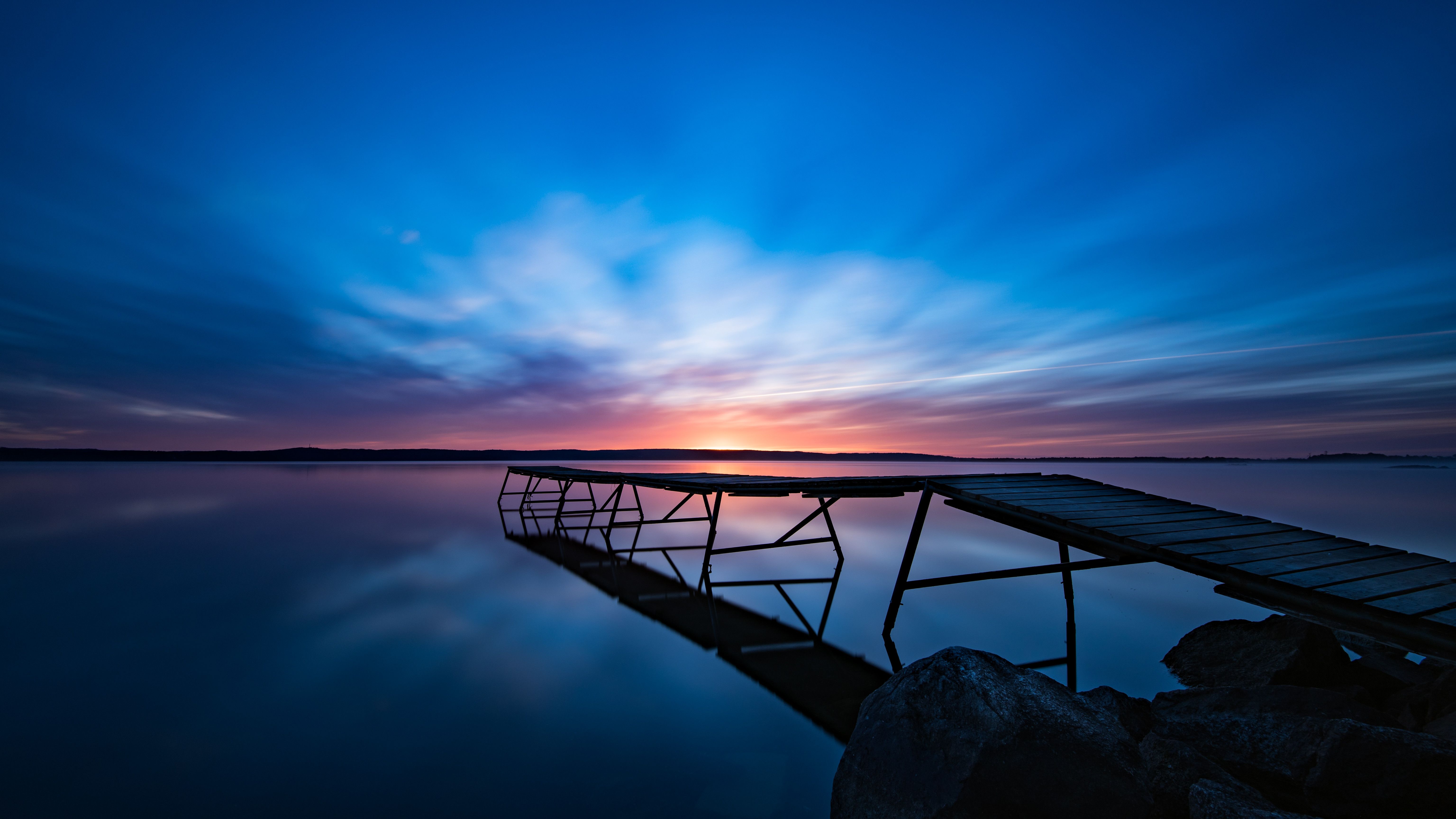 6144x3456 Sunrise Wallpaper 4K, Long exposure, Morning, Sweden