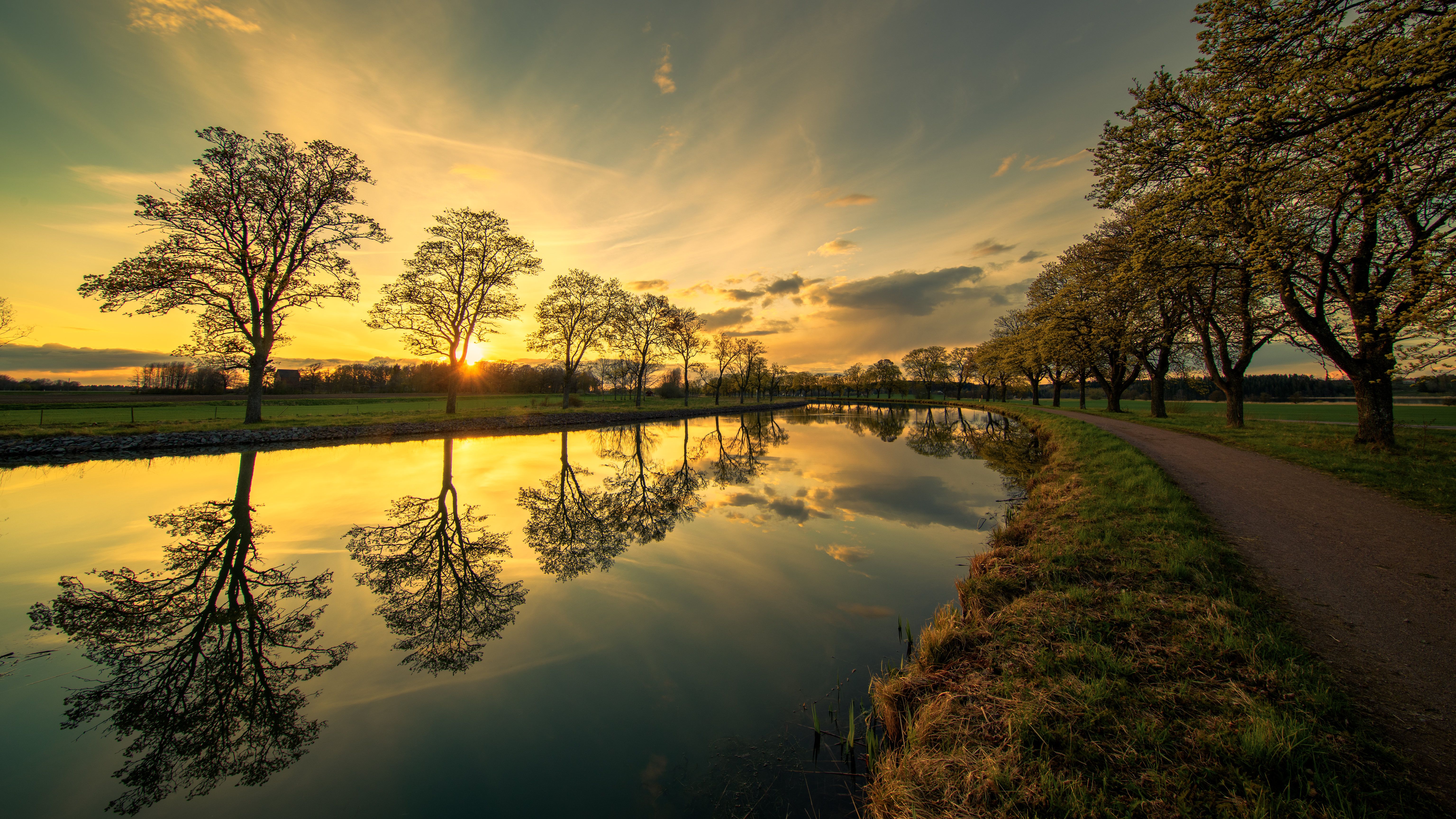 6144x3456 Evening By The Canal 5k Wallpaper, HD Nature Wallpaper, 4k Wallpaper, Image, Background, Photos and Picture
