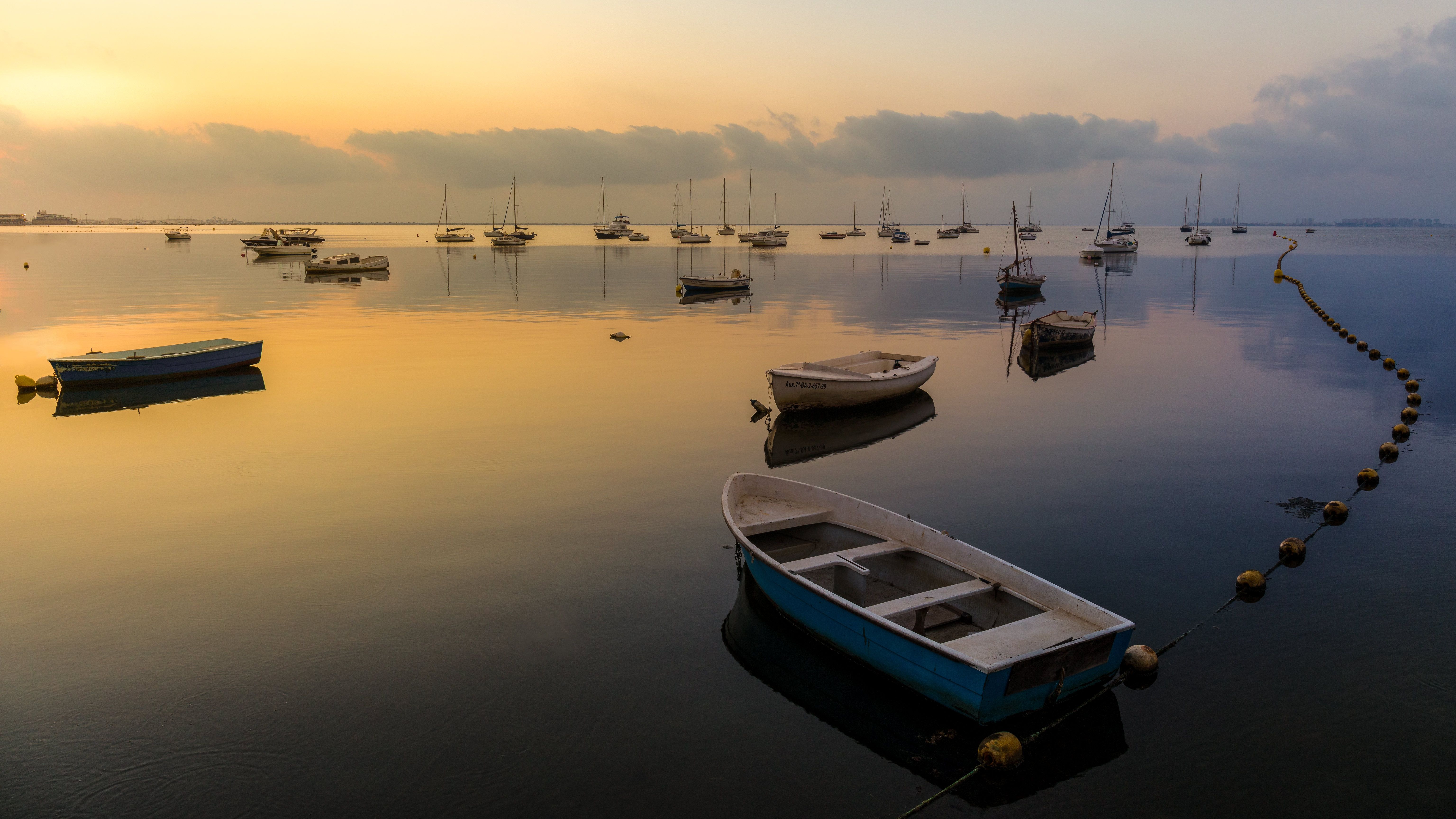 6144x3456 Boats, Sea, Calm, Bay (6144x3456) & Mobile Wallpaper