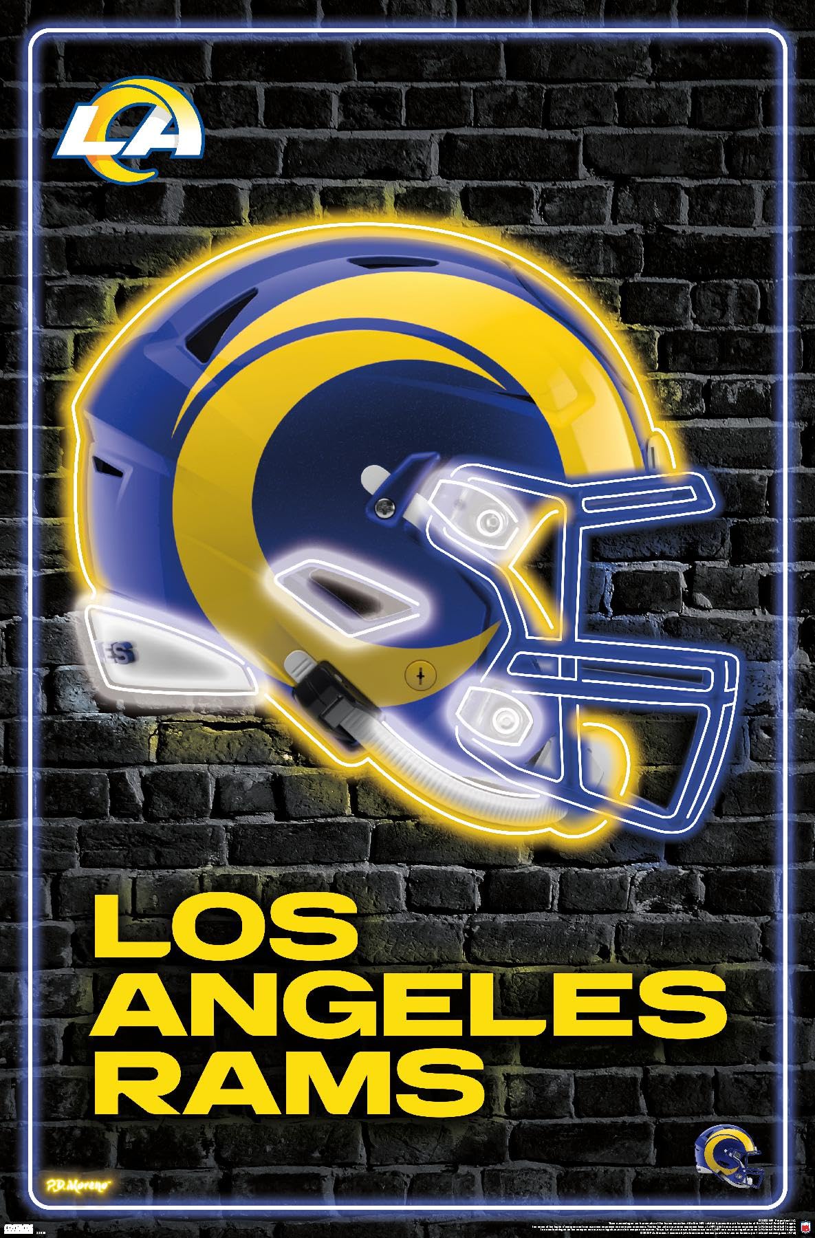 1185x1800 NFL Los Angeles Rams Helmet 23 Wall Poster, 34L x 22.4W, Premium Unframed Version : Sports & Outdoors