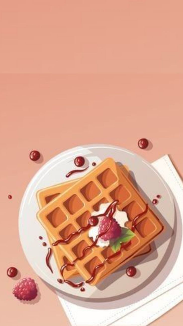736x1308 Belgian Waffles Vector Illustration. Waffles and pancakes illustration, Breakfast waffles illustration, Waffle illustration art