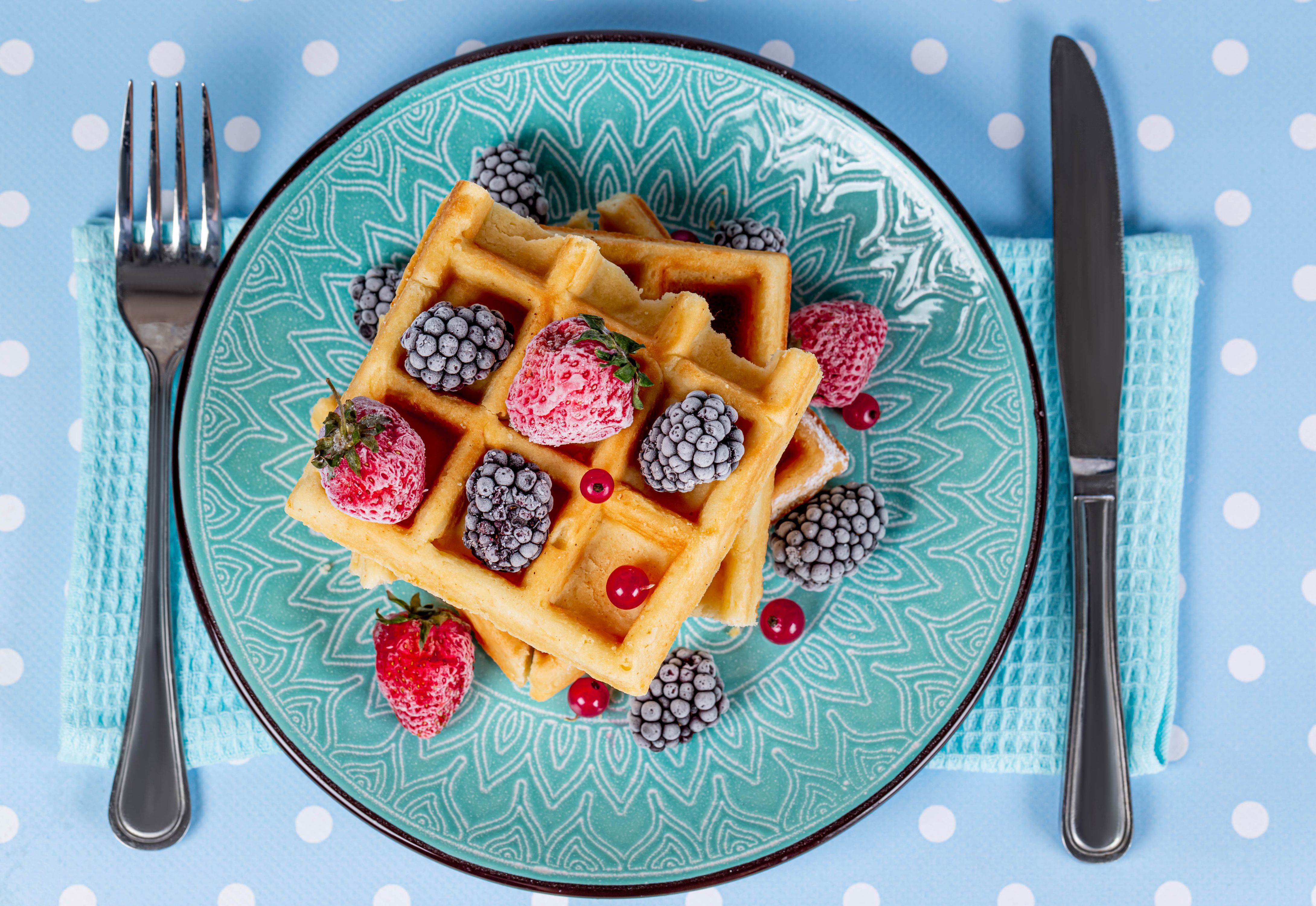 4360x3000 Desktop wallpaper: Food, Waffle, Berry, Breakfast, Fruit 4K free download for PC. 987312
