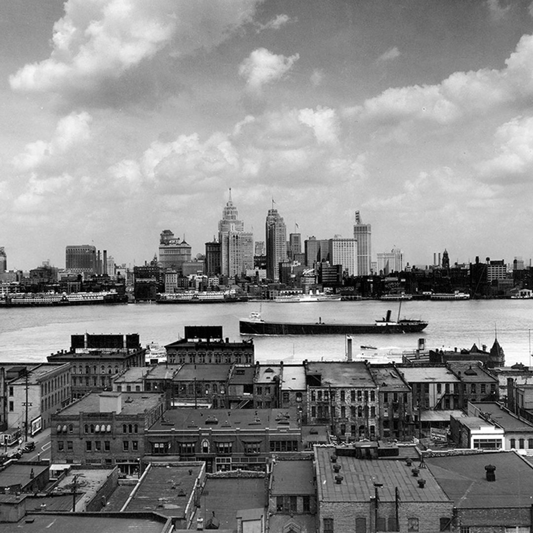 1080x1080 Detroit Skyline from Windsor, Wallpaper Mural