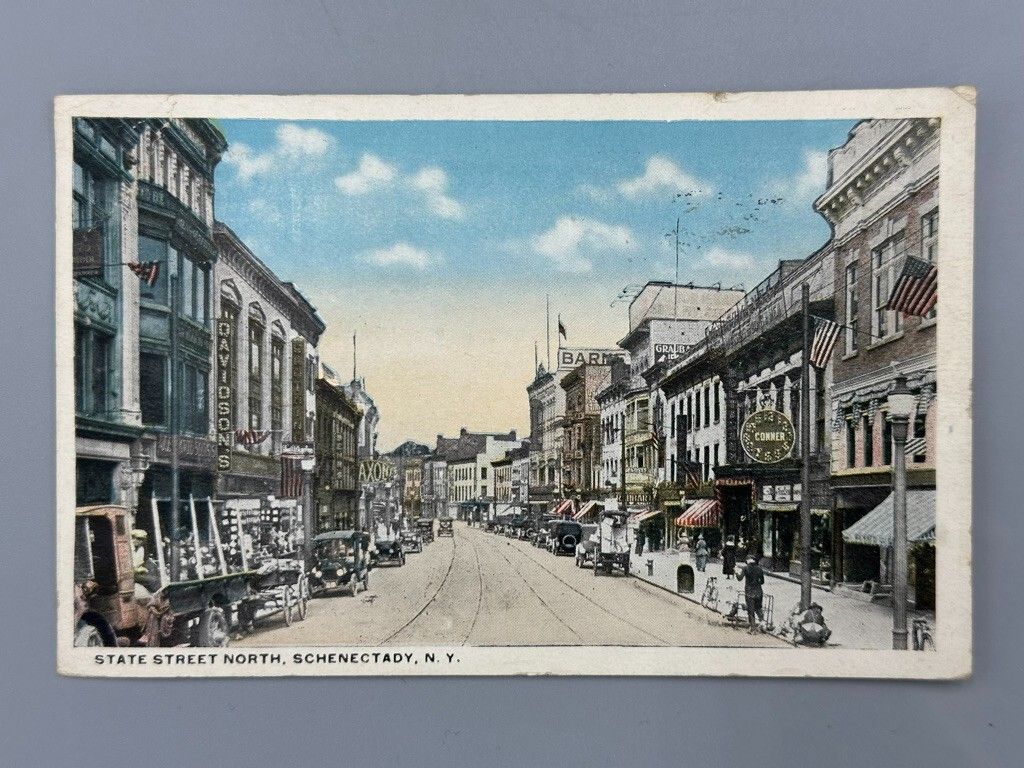 1024x768 1920s SCHENECTADY New York STATE STREET Postcard