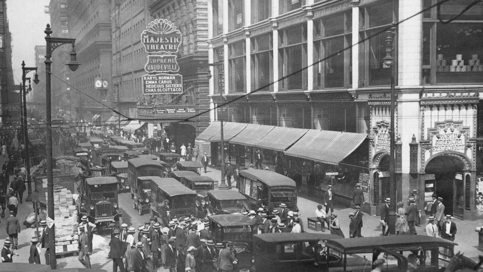 1920x1080 What State and Monroe looked like in 1920s Chicago