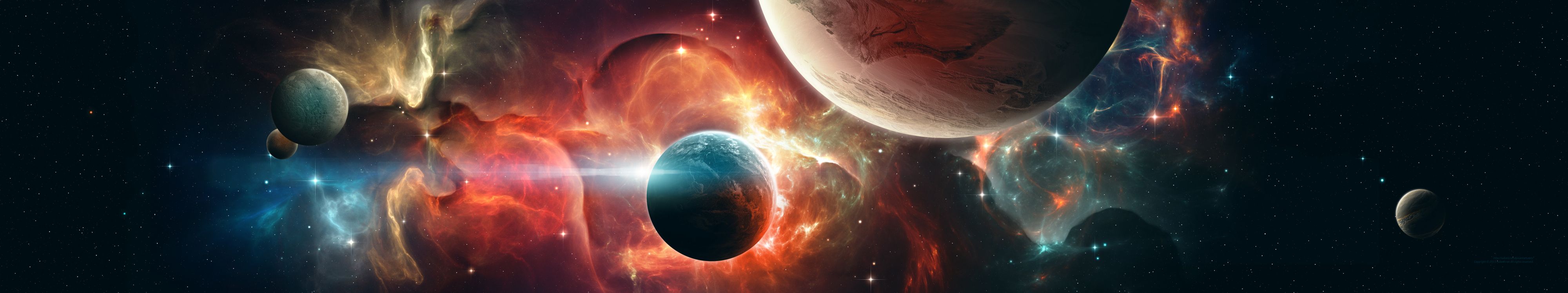 4000x750 Wallpaper Blue and White Planet With Red and Black Background, Background Free Image