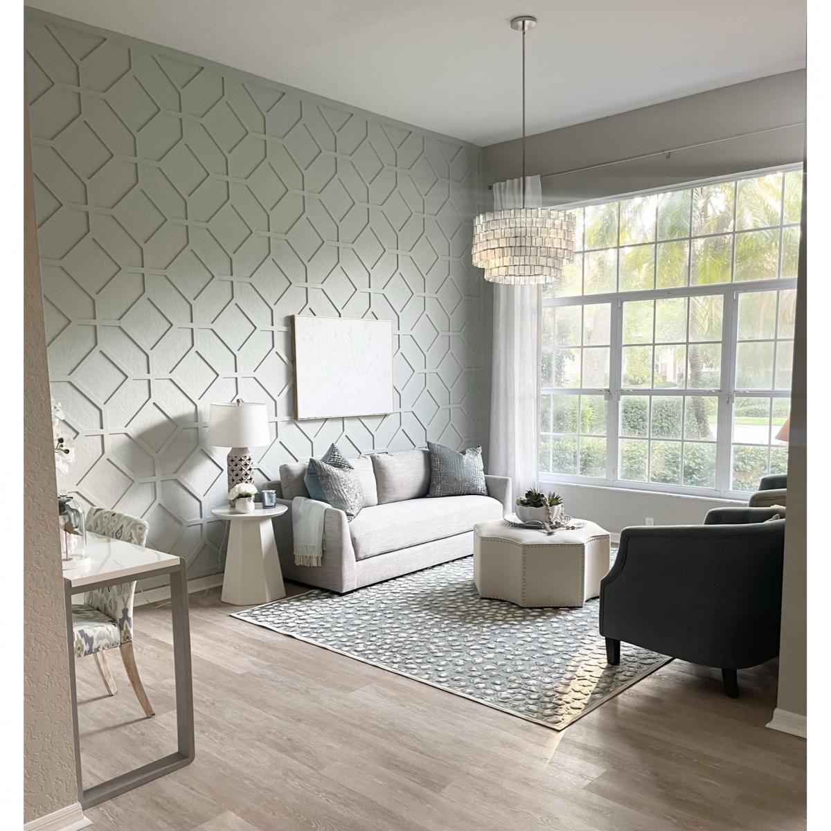 1200x1200 Cameron Decorative Fretwork Acrylic Wall Panels, Extra Small, 12 1 4W X 7 3 8H X 1 8T, Grey