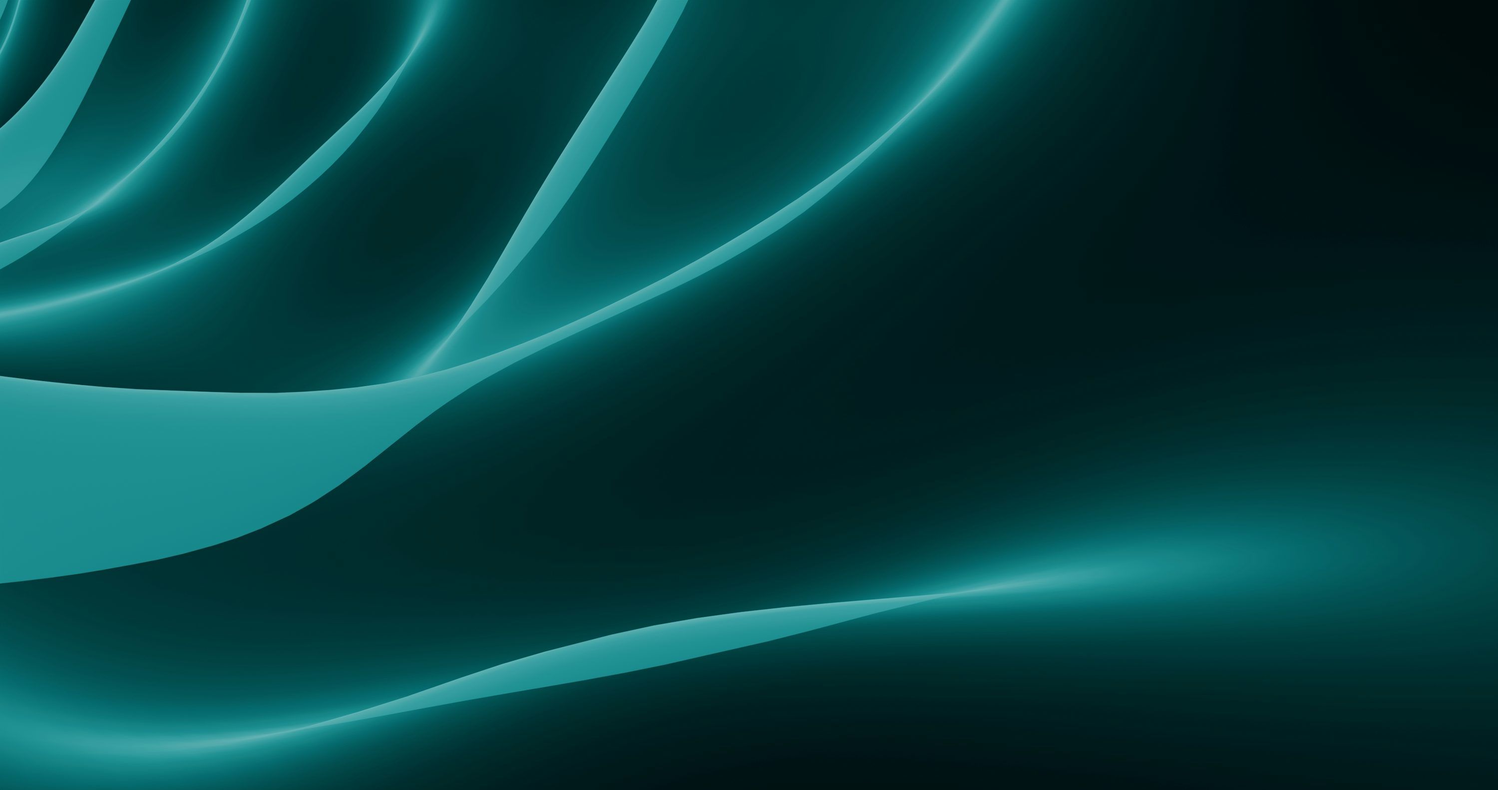 3000x1582 Abstract teal waves on a dark background