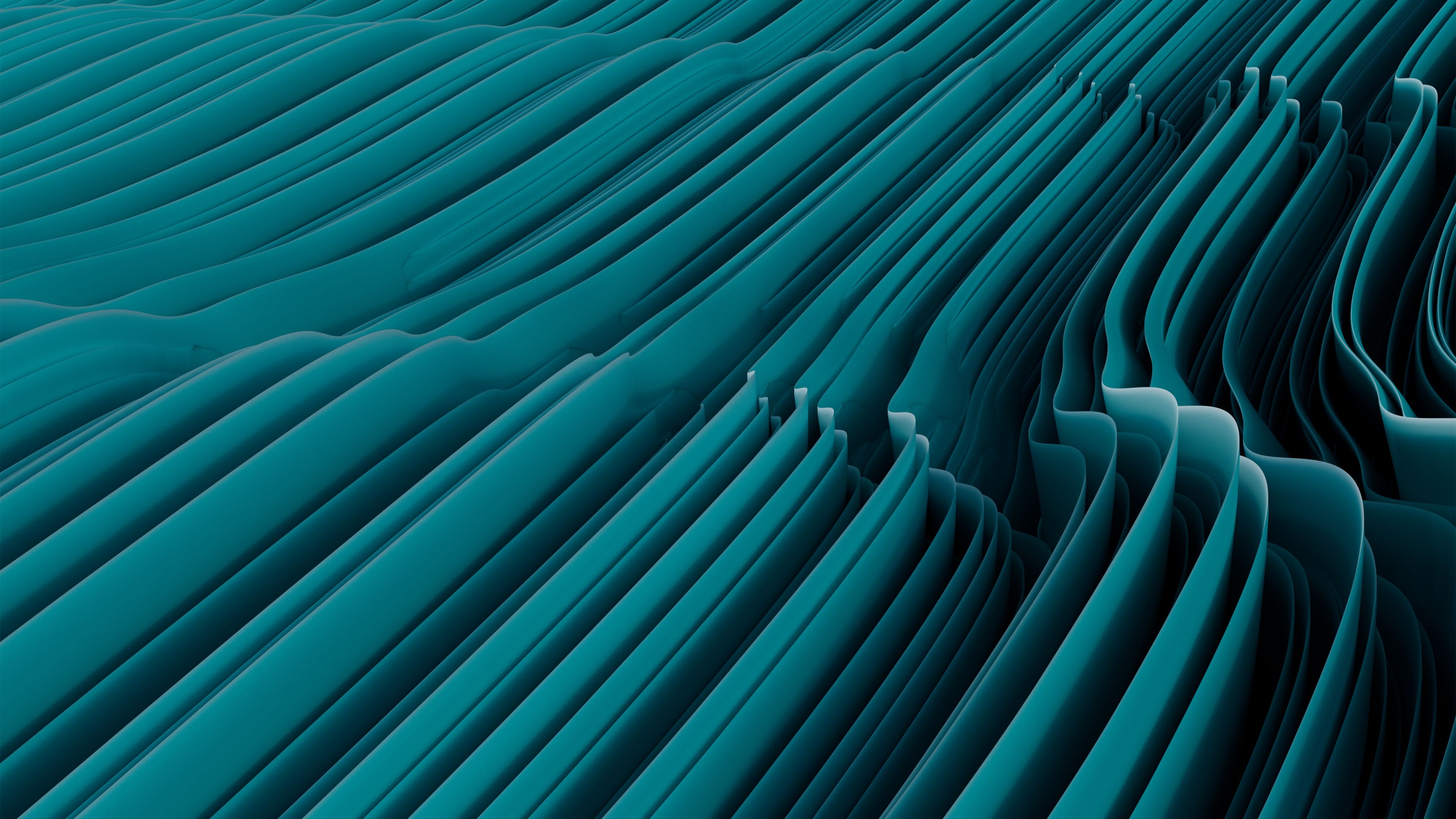 3840x2160 Teal abstract Wallpaper 4K, Layers, 5K, 3D Render, Geometric