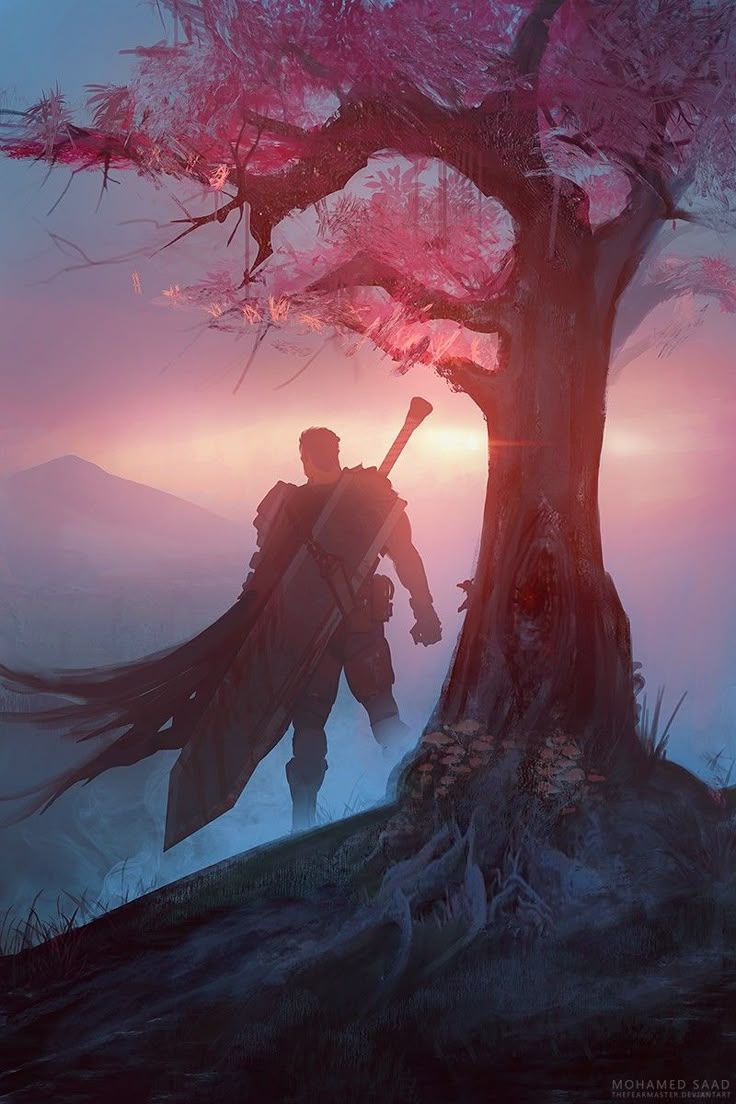 736x1104 Guts from Berserk #guts #berserk. Guts leaning on tree, Berserker background, Guts sitting