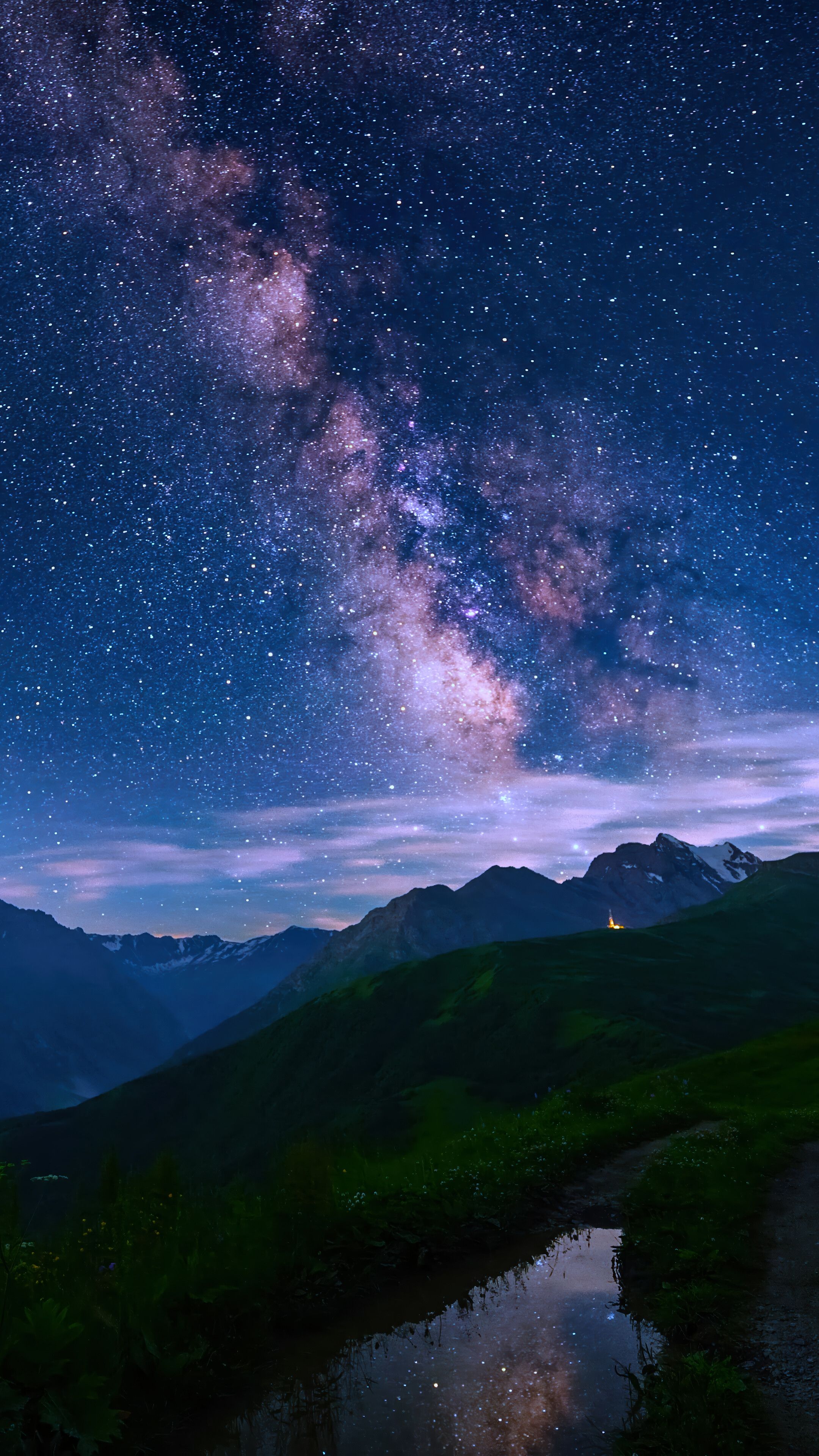 2160x3840 Mountain Peak Night Sky Stars 4K Wallpaper iPhone HD Phone h