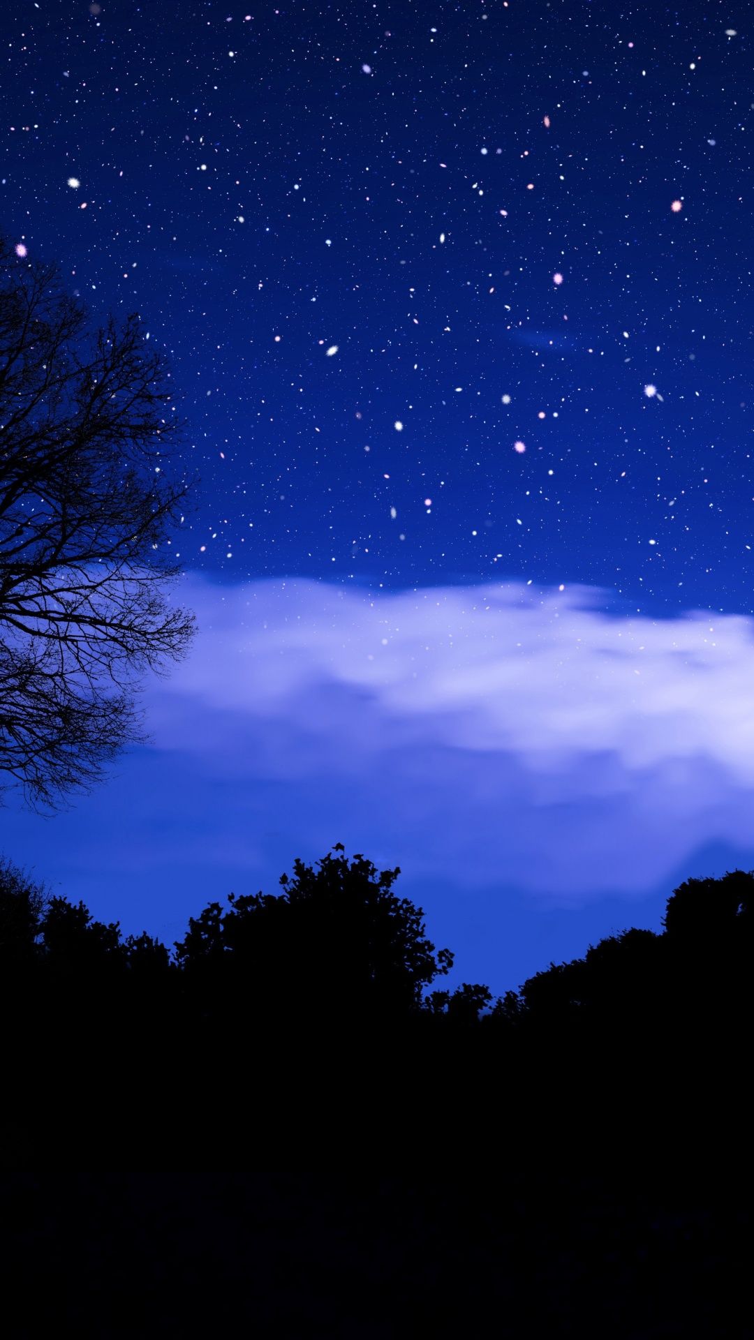 1080x1920 Stars in sky Wallpaper 4K, Dark blue, Silhouette, Night sky
