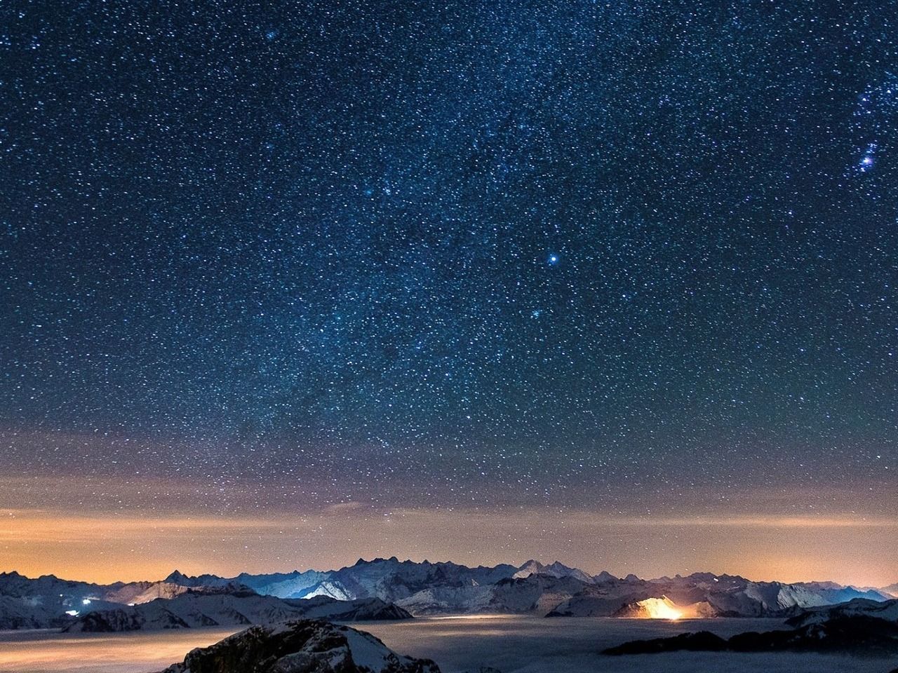 1280x960 Night Sky With Stars Landscapes HD Wallpaper