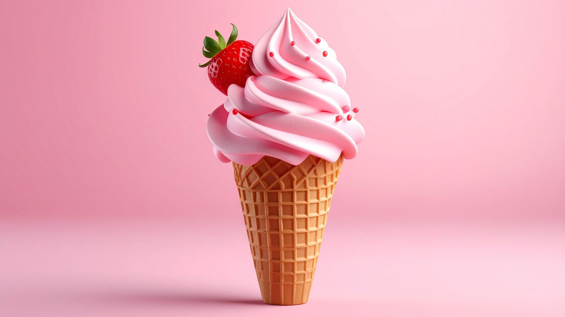 1920x1080 Pink Strawberry Ice Cream Cone, Summer 4K UHD Wallpaper for UltraHD Desktop and TV : Widescreen and UltraWide Display : Dual Monitor : Smartphone and Tablet Devices