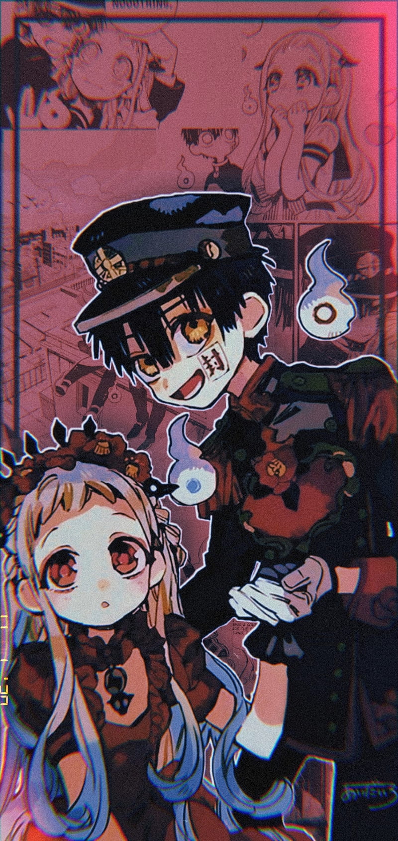 800x1688 Yashiro And Hanako, Aesthetic, Aesthetic, Hanako Kun, Red, Red, Toilet Bound Hanako Kun, HD Phone Wallpaper