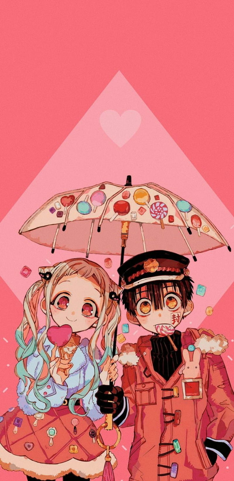 800x1644 Hanako and Yashiro, amane, cute, hanako kun, pink, ship, toilet bound, HD phone wallpaper