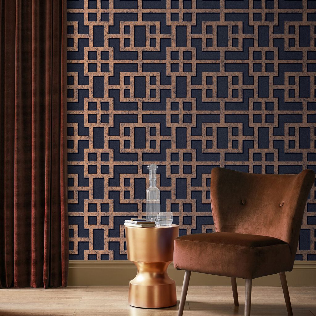 1024x1024 Rendo Blue & Copper Wallpaperéco & Co
