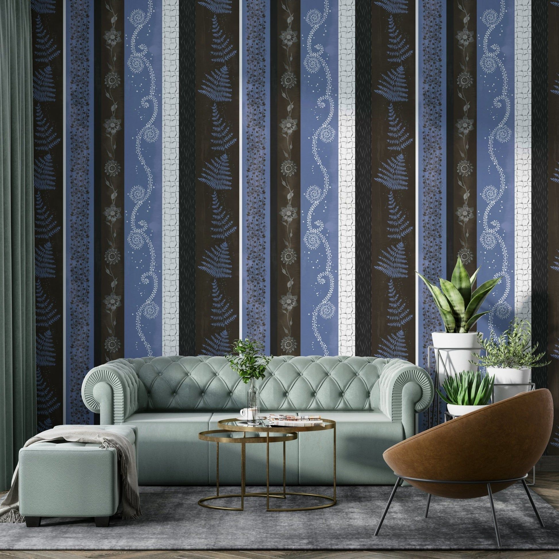 1946x1946 Nature Stripes Blue Copper. Abstract Metallic Wallpaper