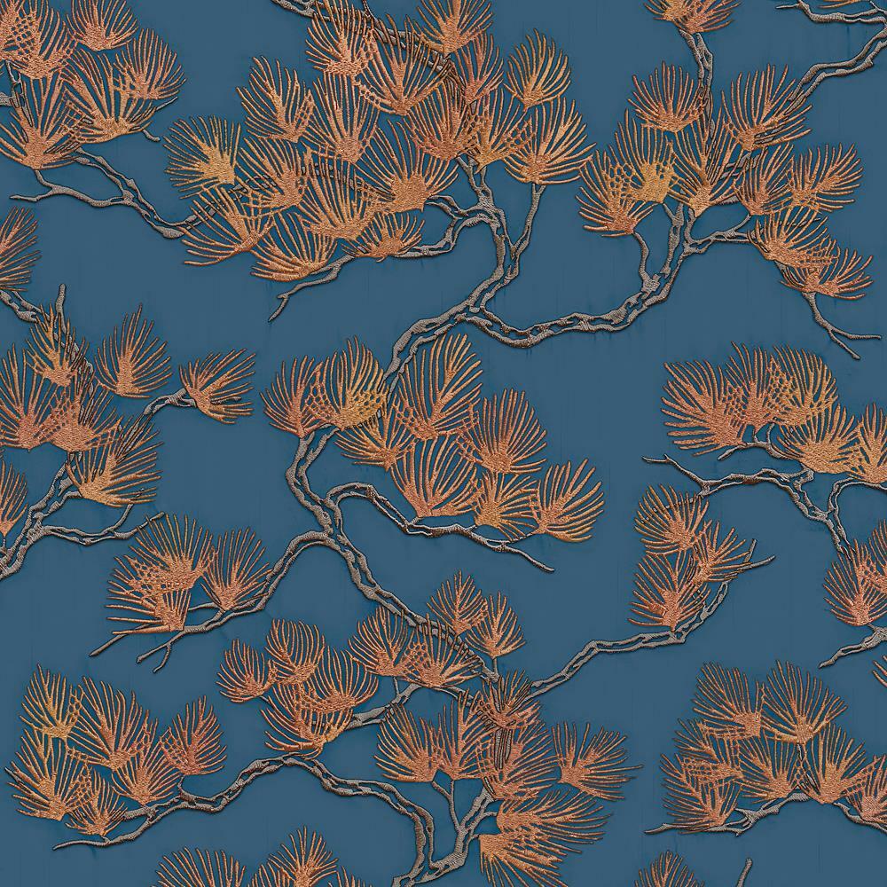 1000x1000 Metallic Navy Copper Pine Tree Wallpaper Textured Embossed Paste The Wall Vinyl