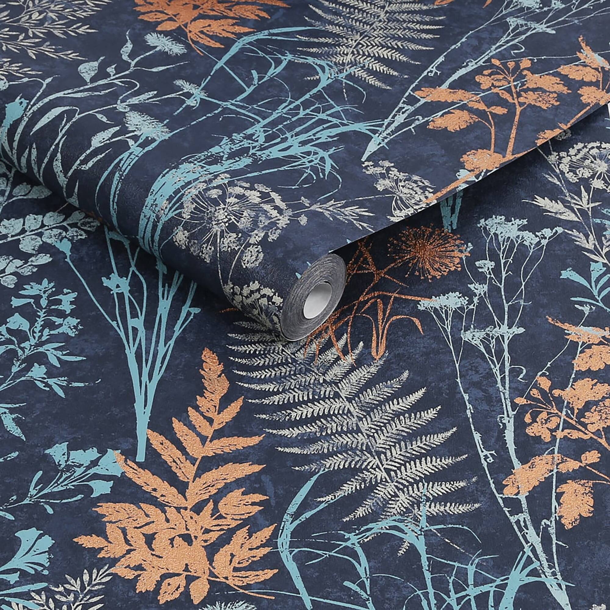 2000x2000 Organics Navy and Copper Wallpaper