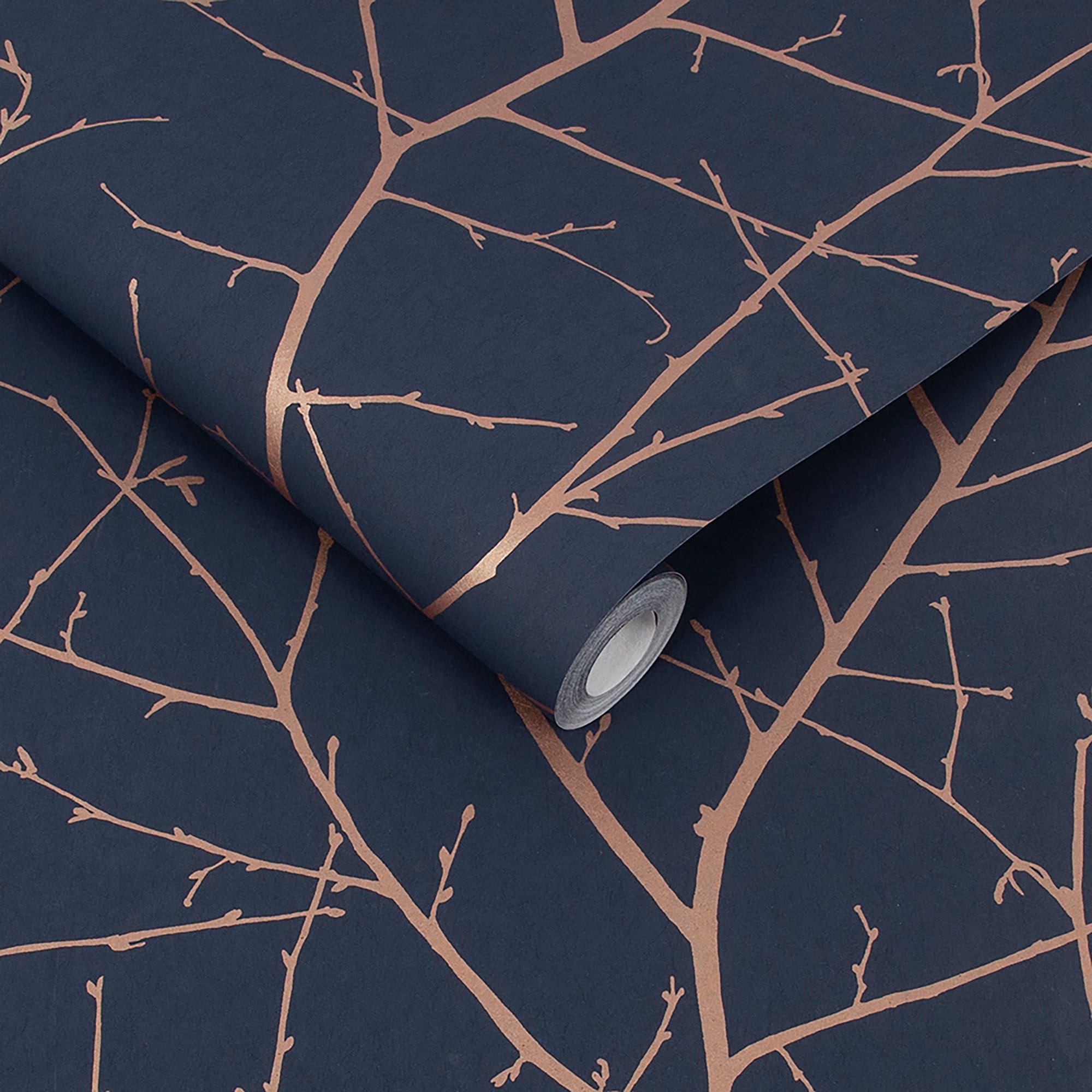 2000x2000 Graham & Brown 56 Sq Ft Navy And Copper Non Woven Textured Floral Unpasted Wallpaper