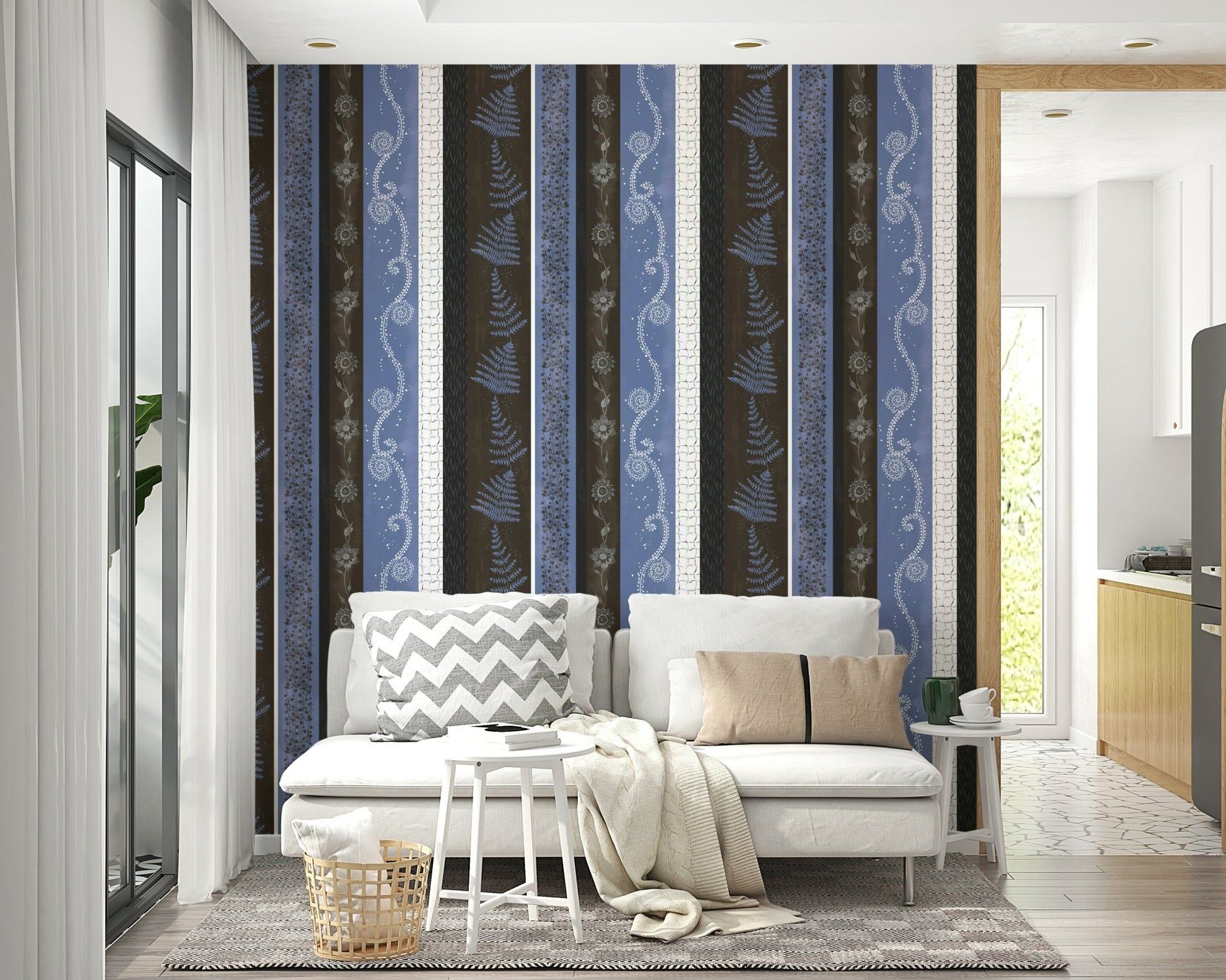 1946x1556 Nature Stripes Blue Copper. Abstract Metallic Wallpaper