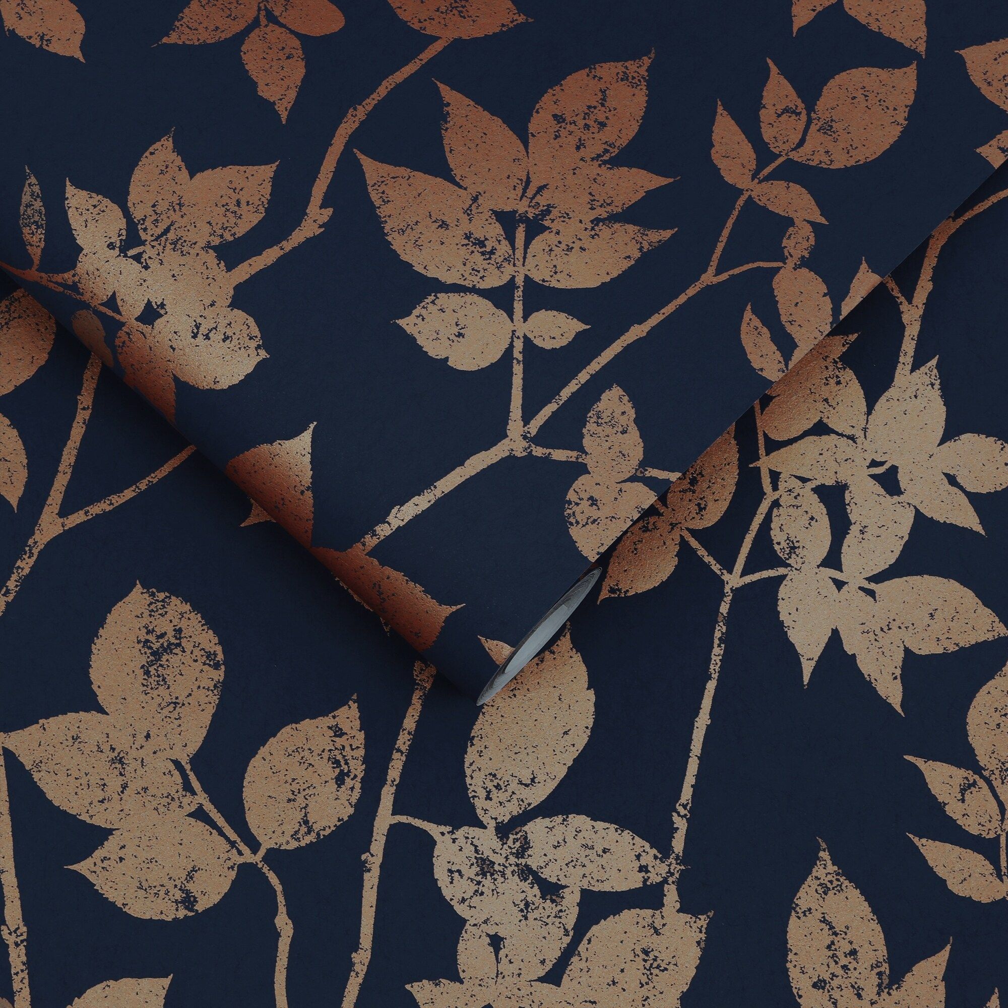 2000x2000 Luna Navy and Copper Wallpaper Bath & Beyond