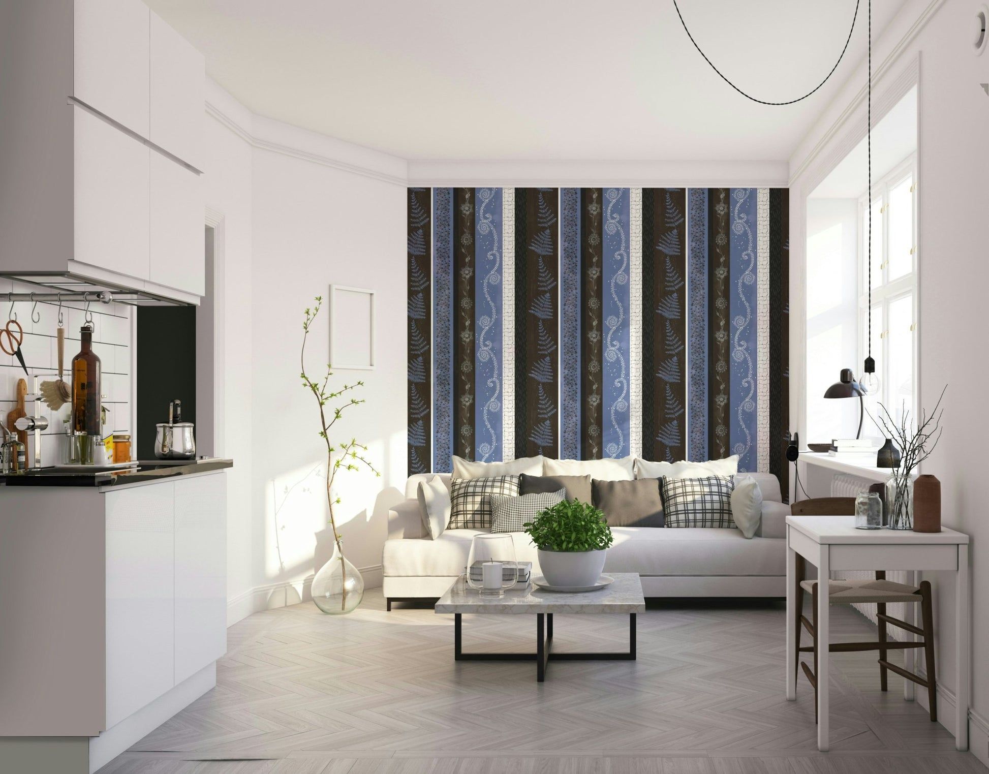 1946x1523 Nature Stripes Blue Copper. Abstract Metallic Wallpaper