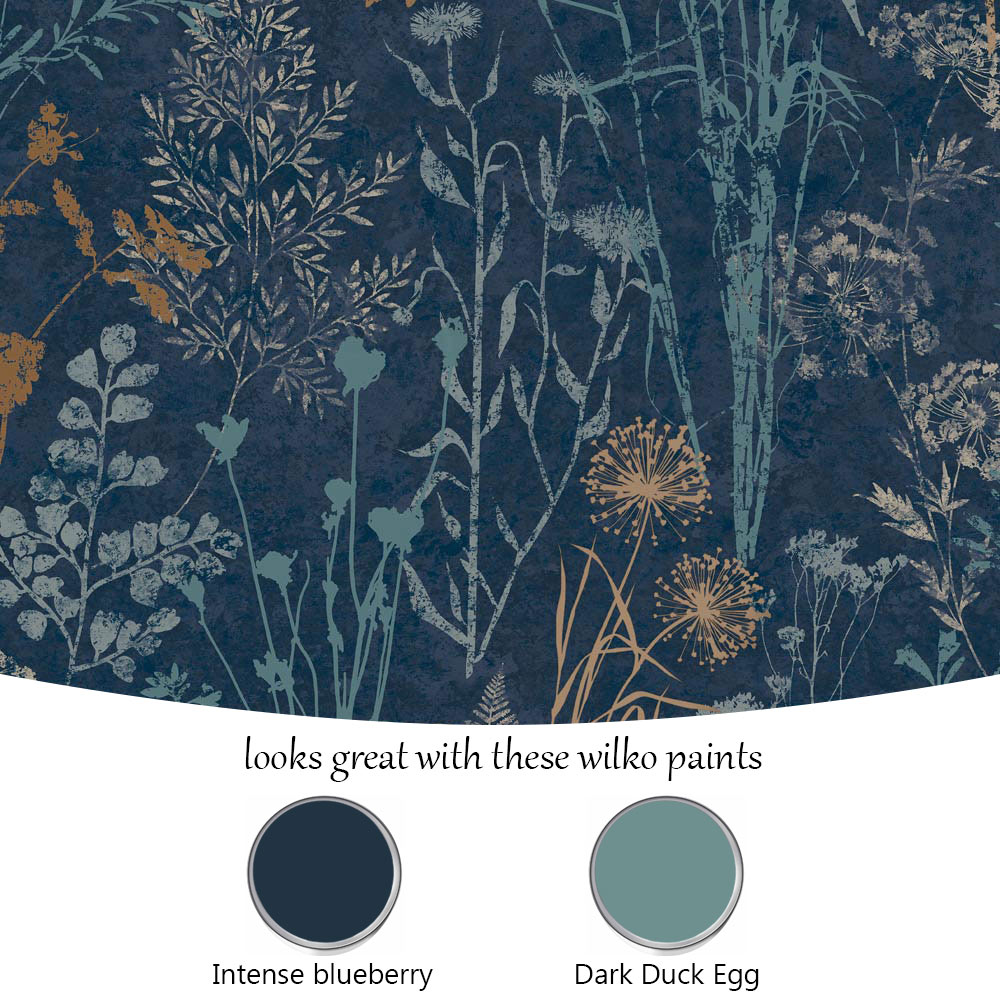 1000x1000 Superfresco Easy Organics Navy and Copper Wallpaper