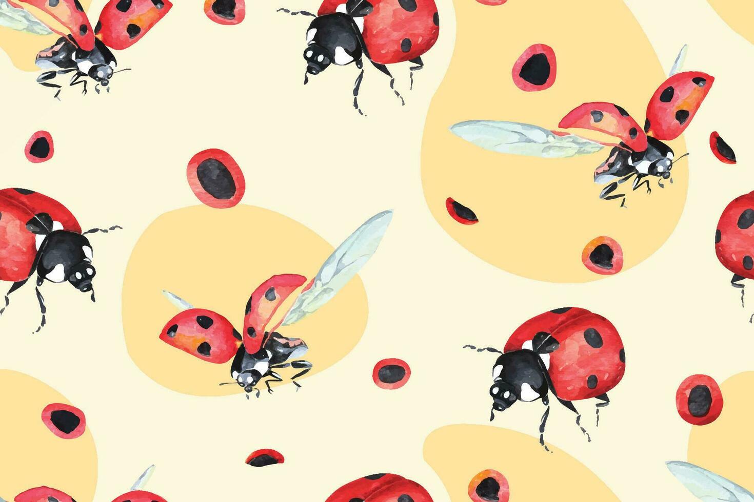 1470x980 Seamless pattern of ladybug painted in watercolor.Background ladybug.Cute enamored insect.For fabric and wallpaper.Natural Vantage Pattern Background. Insect hand drawn realistic bug