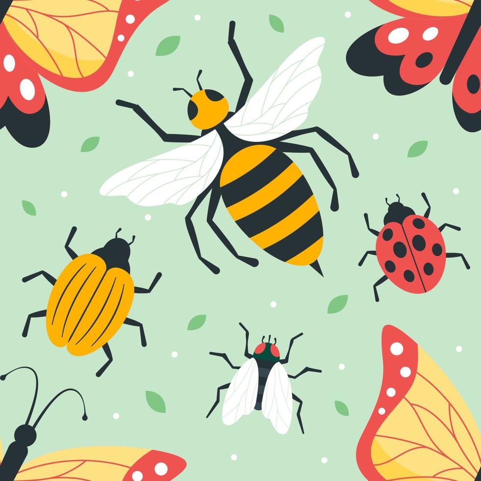980x980 Bug and Insect Seamless Pattern Background