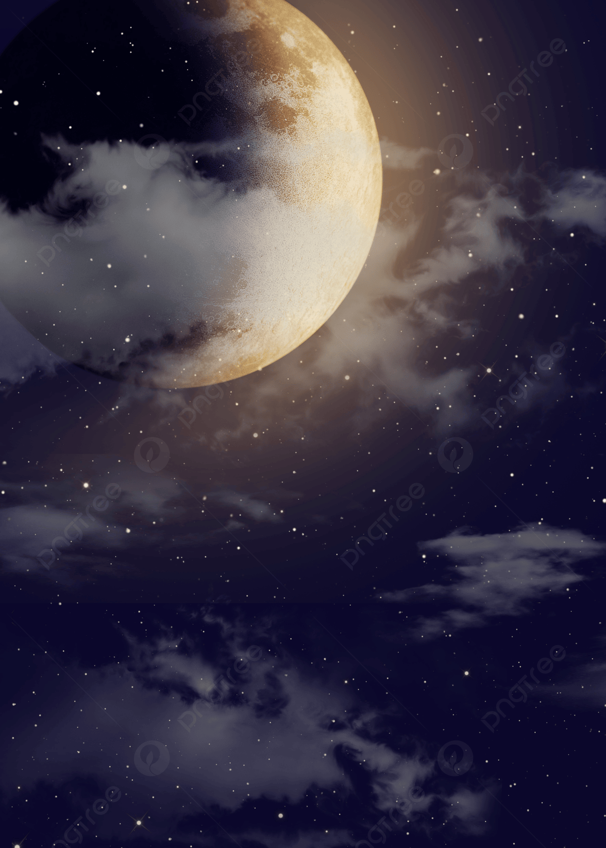 1200x1680 Dark Starry Sky Light Shines On The Moon Full Moon Background Wallpaper Image For Free Download