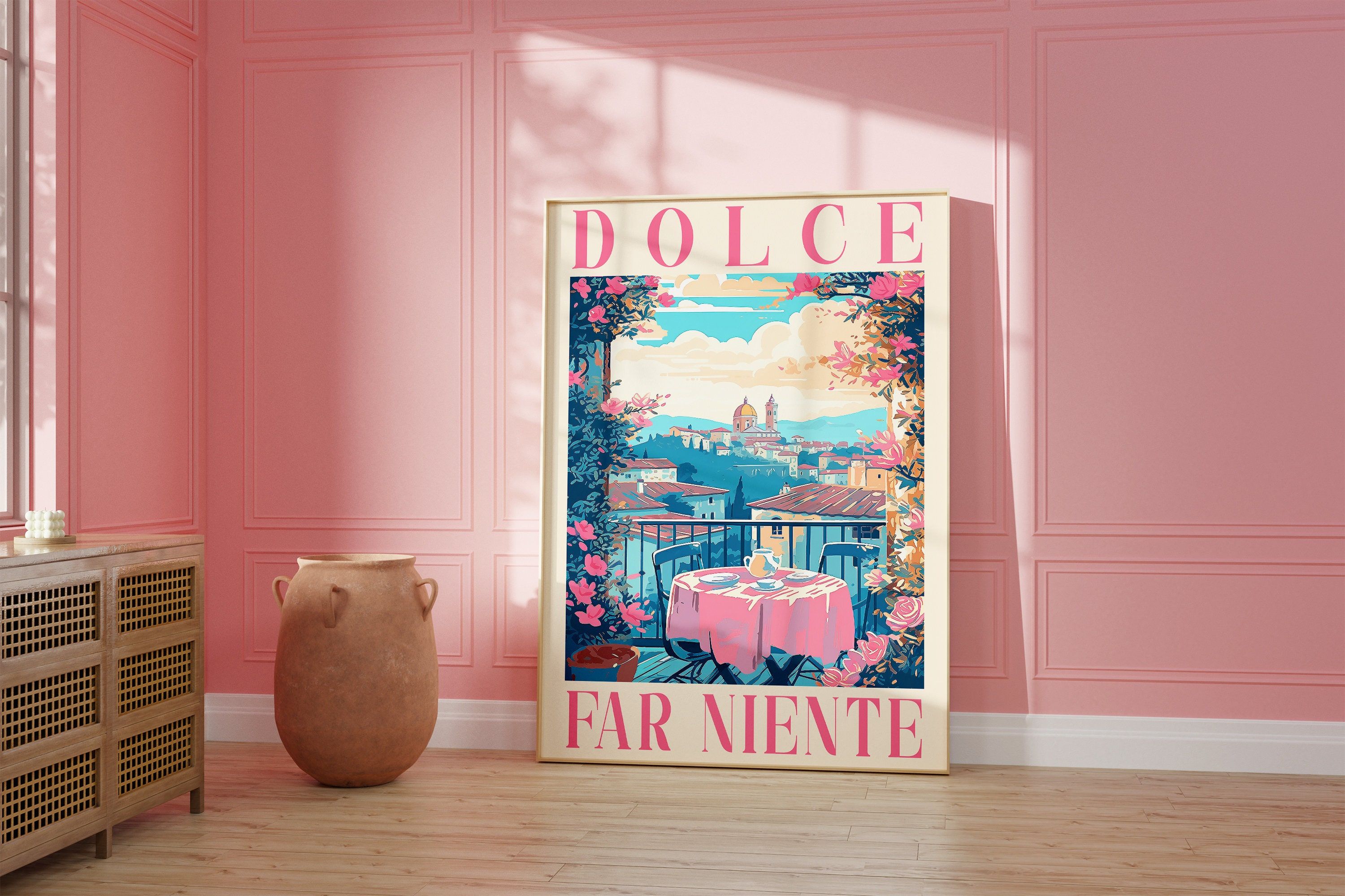 3000x2000 Dolce Far Niente Tuscany Print: Pink Italian Quote (digital Download)