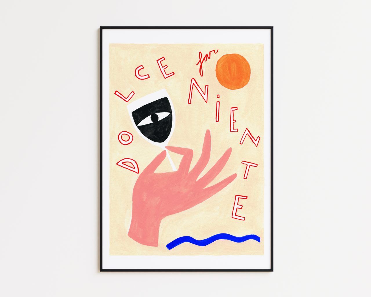 1280x1024 Il Dolce Far Niente Art Print. Hand, Sun and Wine Glass