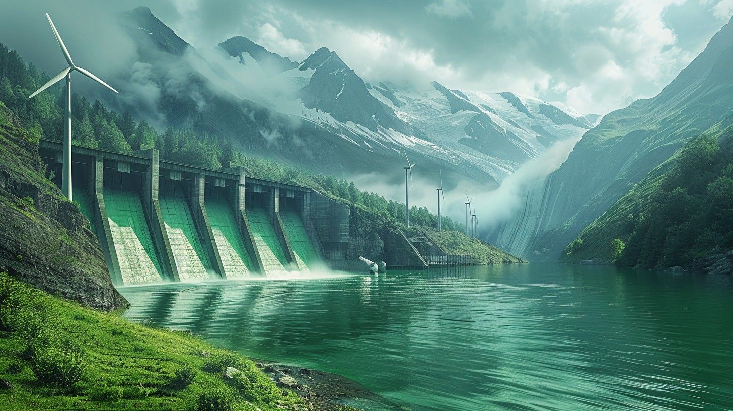 1456x816 Download Mountains Meet Technology Image, Dam, Mountains