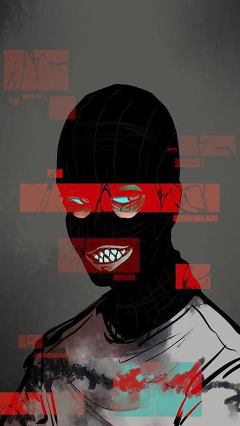 800x1422 Dark trap, balaclava, creep, gullyspit, lock screen, matrix, nastii, HD phone wallpaper