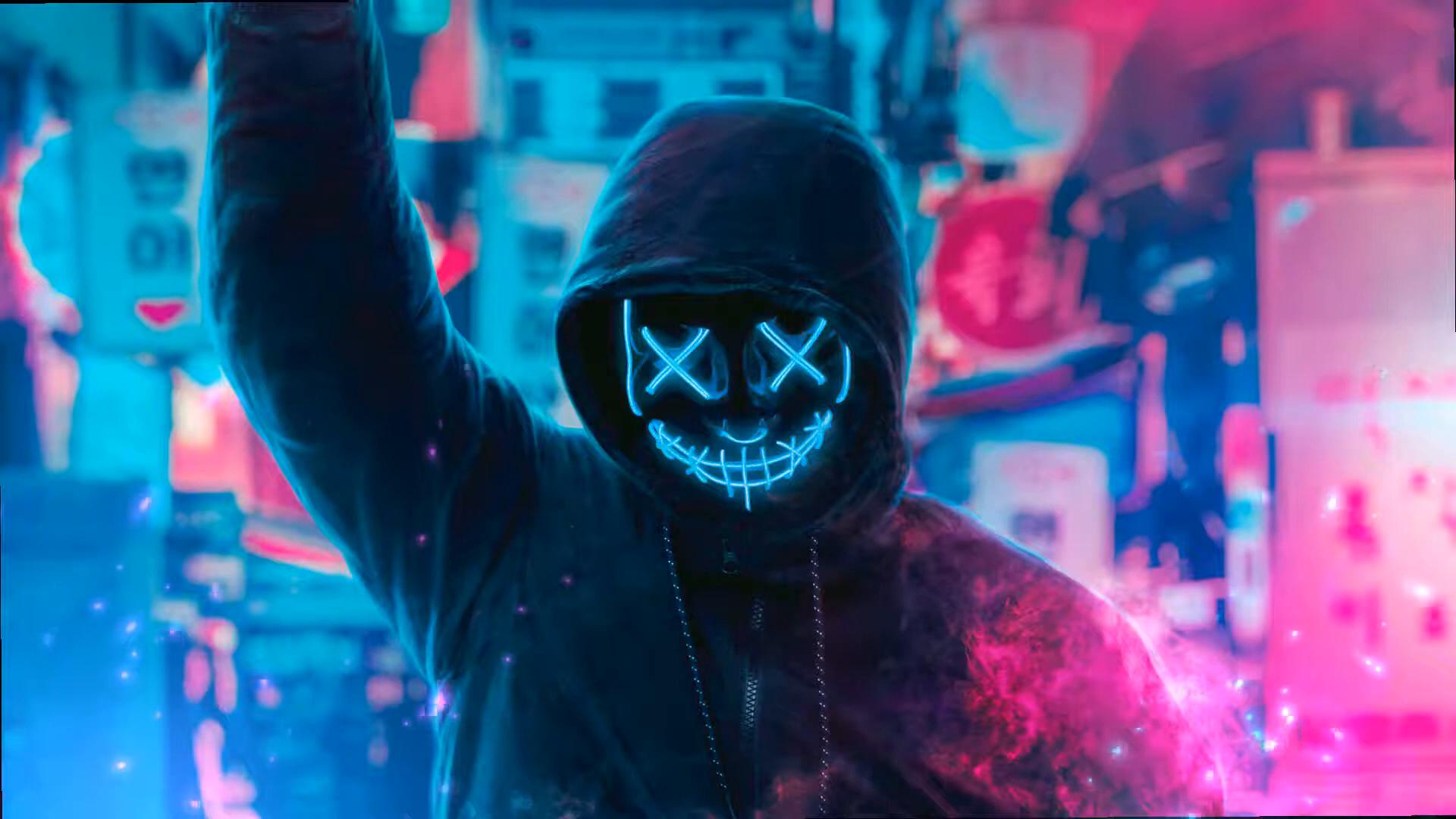 1920x1080 Neon Masked Enigma Of Watch Dogs Live Wallpaper