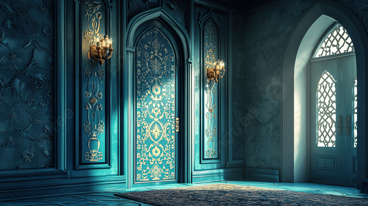 1200x673 Ramadan Kareem Islamic Background With Realistic Arabic Door, Eid Calligraphy, Eid Background, Ramadan Mosque Background Image And Wallpaper for Free Download
