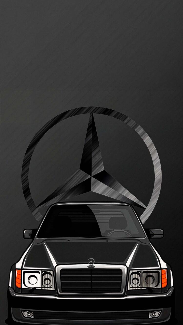750x1334 Classic Mercedes Benz W124 Dark Car Wallpaper