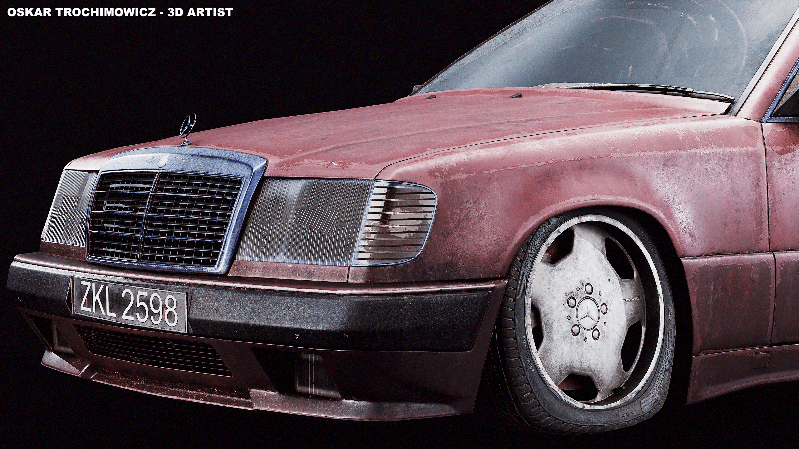2560x1440 Mercedes W124 Coupe 3D Model