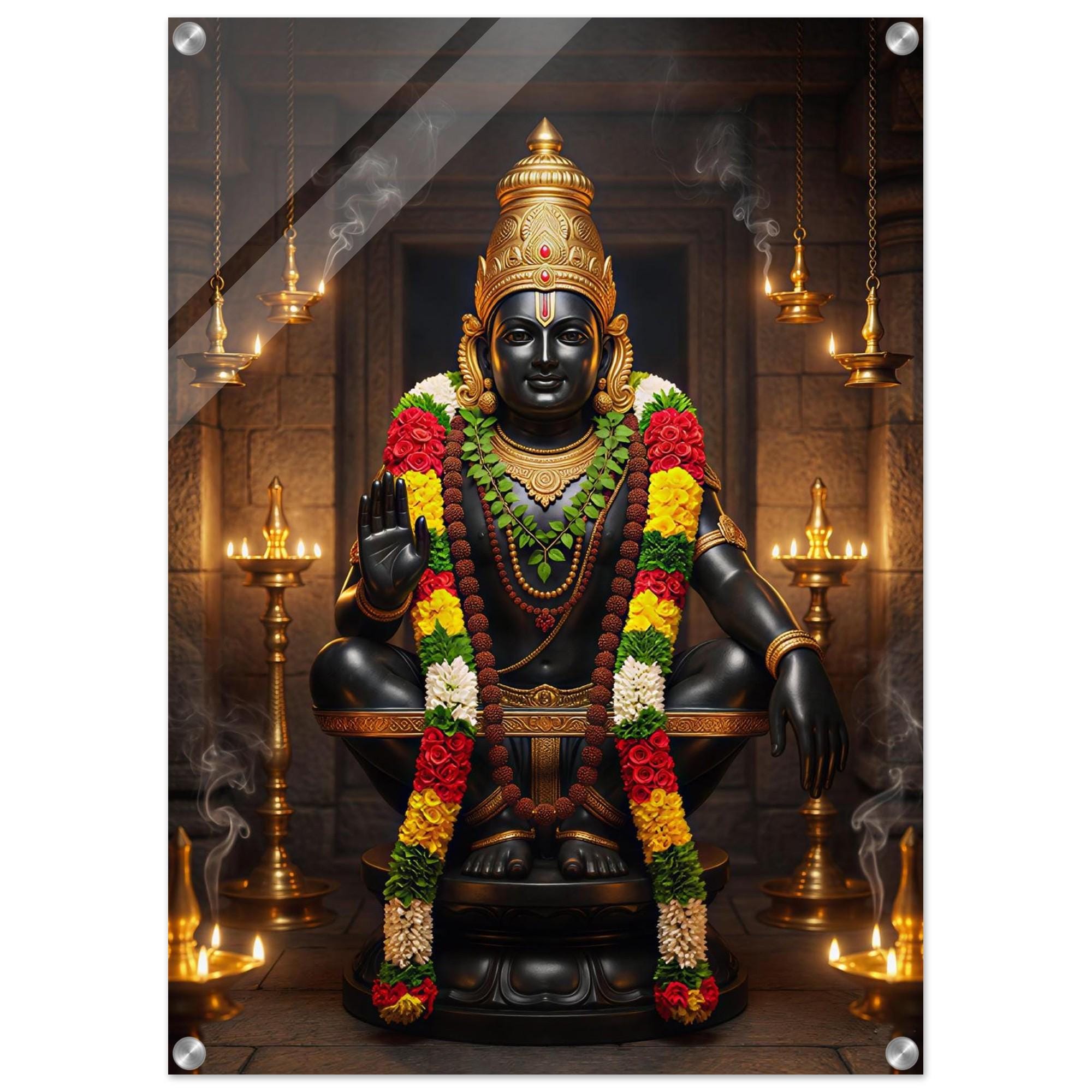 2000x2000 Lord Ayyappa Acrylic Wall Art Poster. Hindu God Ayyappa Swamy Temple Decor. Spiritual Home & Puja Room Artwork