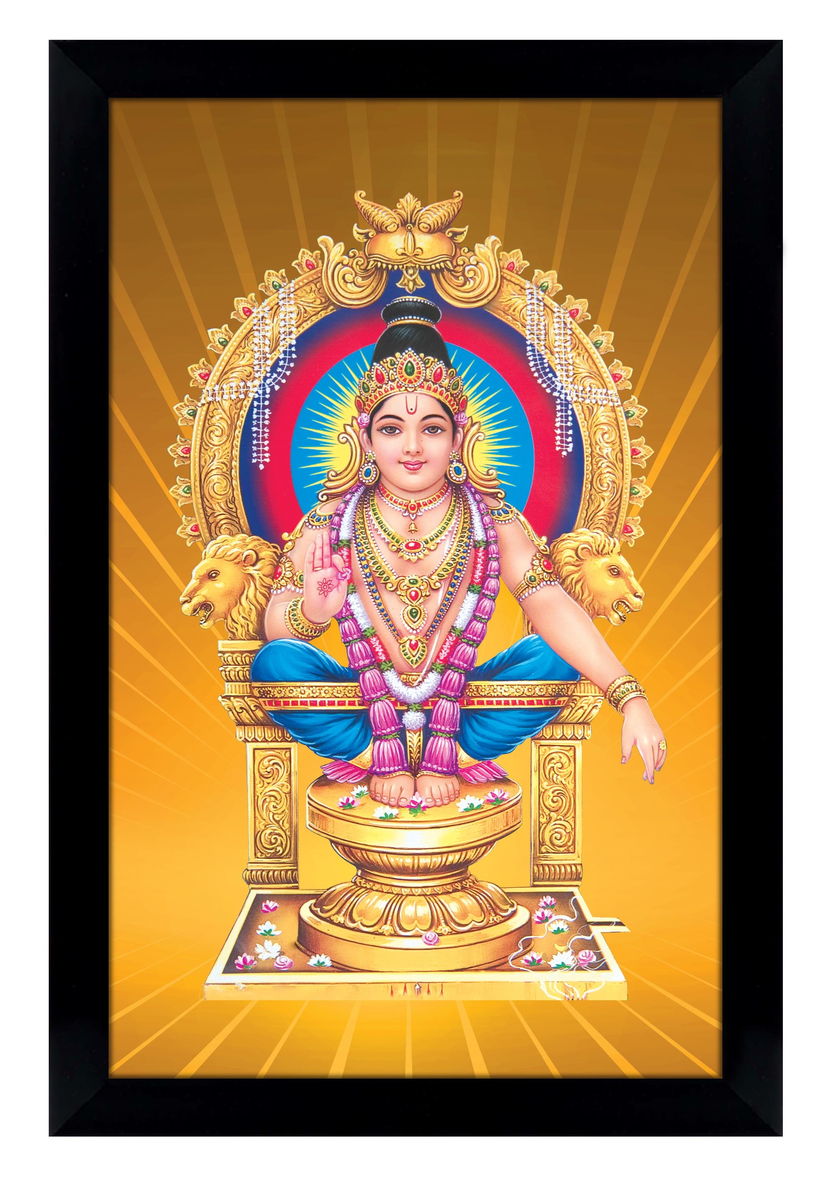 2706x3814 IBA Indianbeautifulart Lord Ayyappa Swamy Picture Frame Religious Poster Black Wall Frame Deity&nbsp;Photo&nbsp;Frame Wall Decor&nbsp;For Home/ Office/ Temple Business Supplies