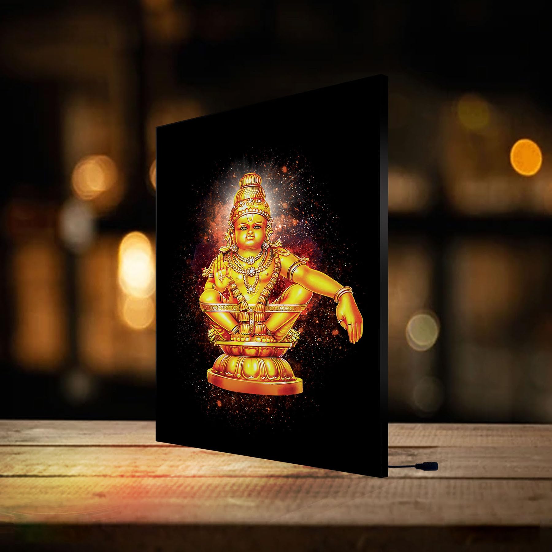 1800x1800 Buy VXV creations Ultra Slim LED Board, Lord Ayyappa LED Illuminated Canvas Wall Hanging, Framed (Black, A4) Online at Low Prices in India