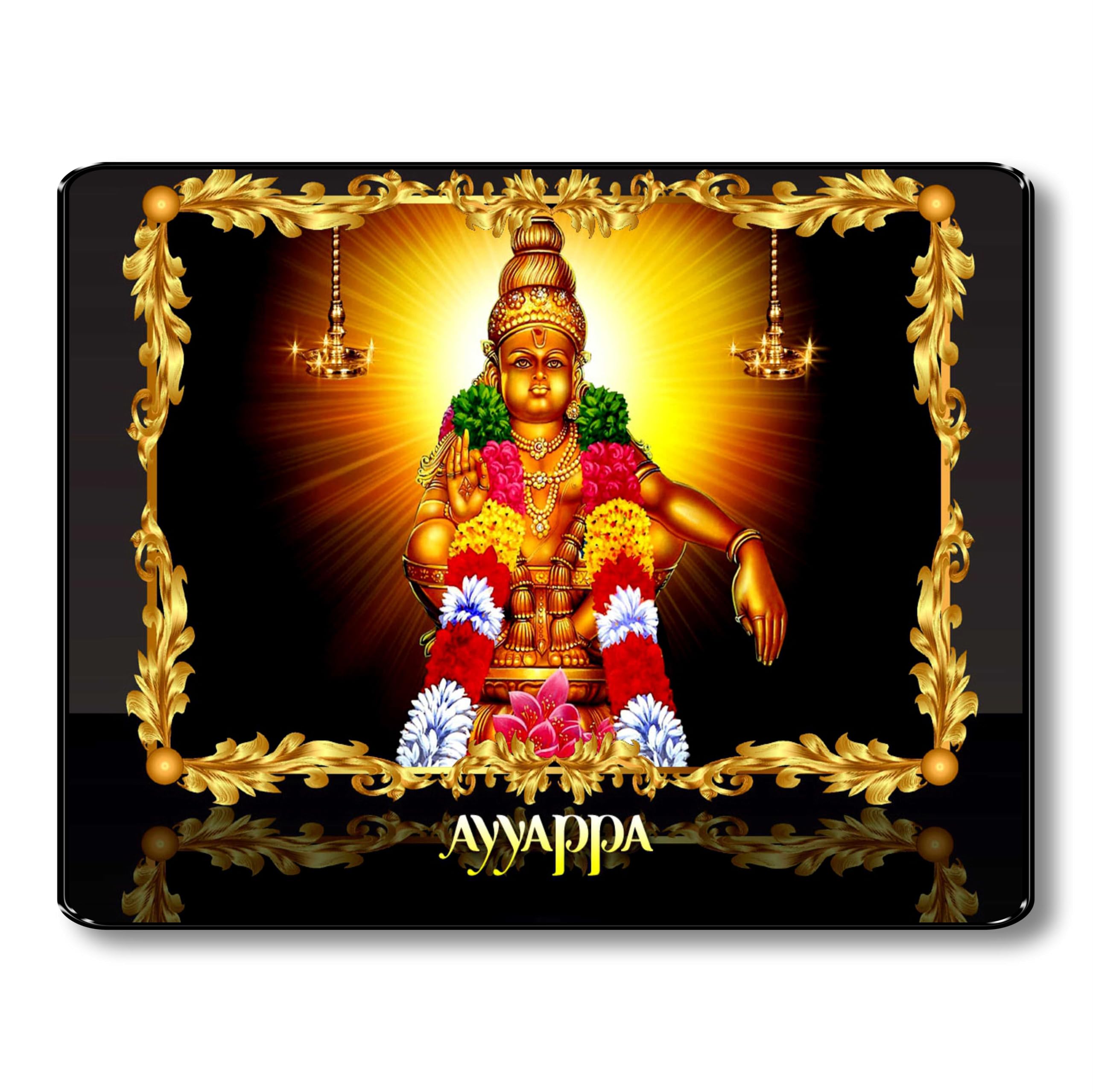 2560x2558 SAF Swamy Ayyappa. Ayyappa Swamy Painting With Frame Glossy Round Black Framed Large Painting For Home Office Hotel Painting Multicolor 28 Cm X 35 Cm : Amazon.in: Home & Kitchen