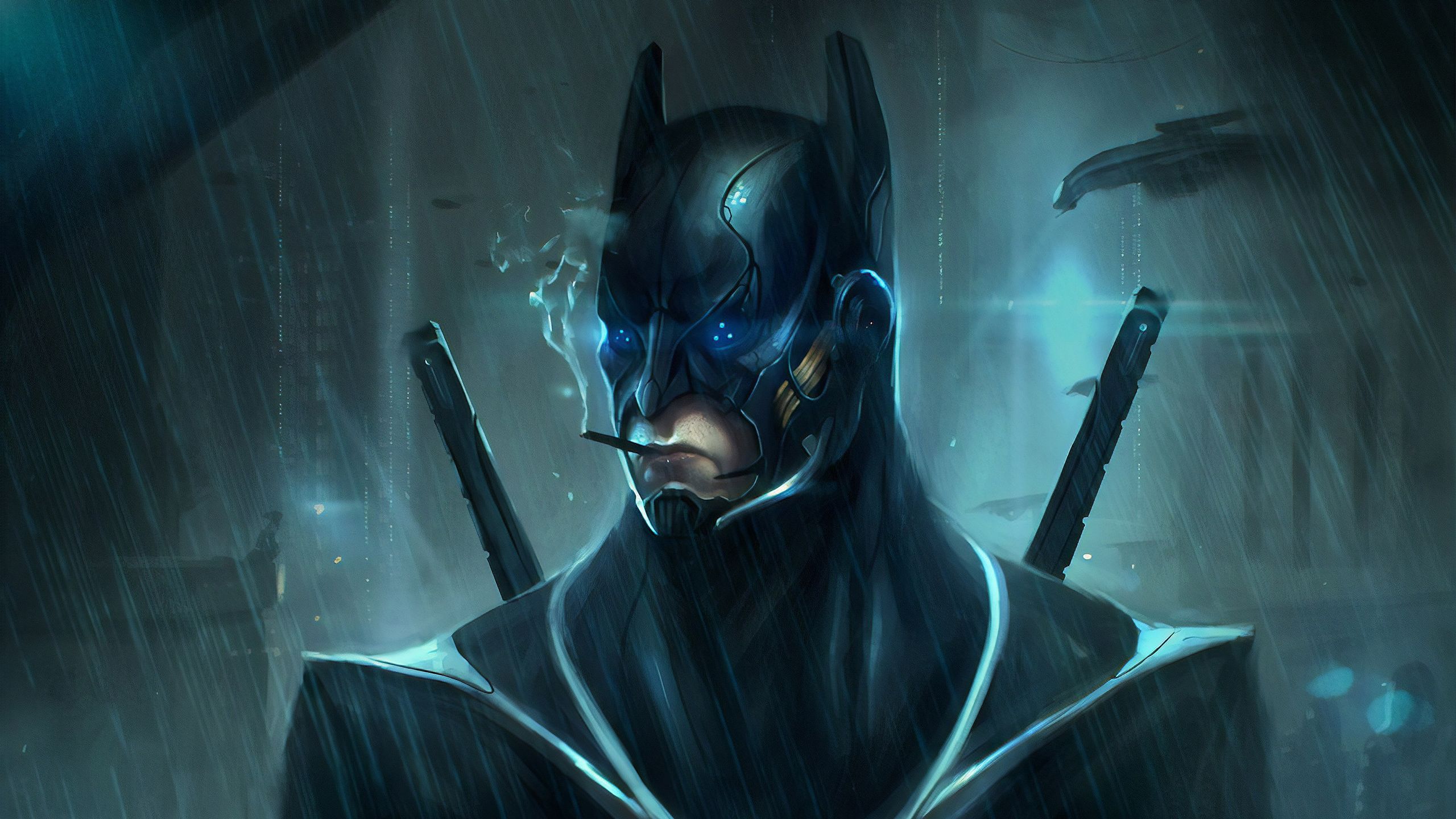 2560x1440 Download Cyberpunk Rain DC Comics Comic Batman HD Wallpaper